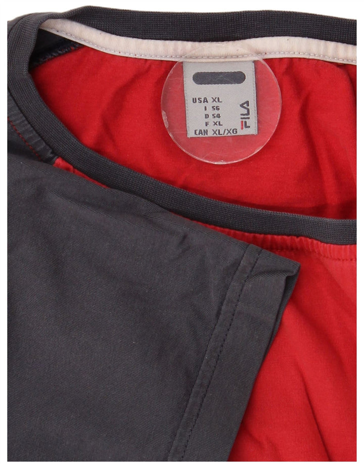Fila Herre Grafisk T-Shirt Top XL Rød Colourblock