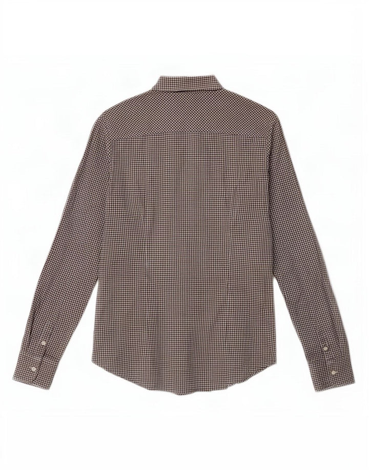 Tommy Hilfiger Dame Stretch Shirt US 10 Large Black Gingham Cotton