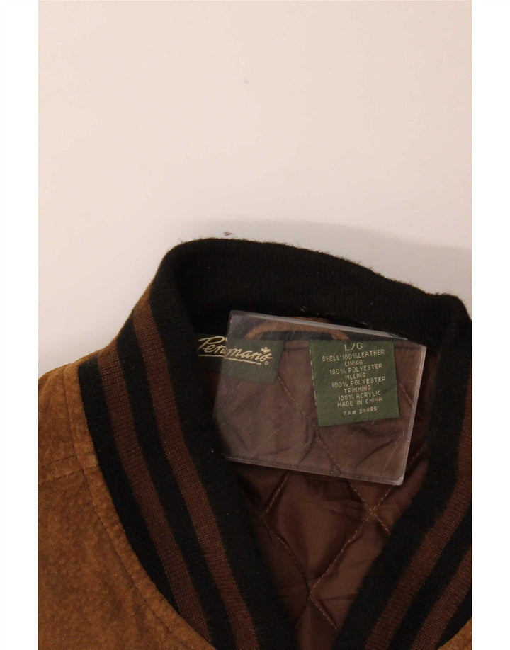 Vintage herre ruskind bomberjakke UK 40 Large Brown Colourblock Læder