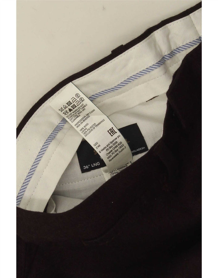 Marks & Spencer Herre skræddersyede jakkesætsbukser W36 L33 Burgundy uld