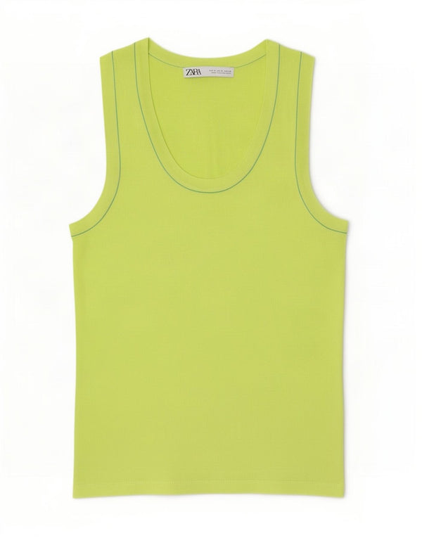 Zara Damevest Top UK 12 Medium Green Viscose