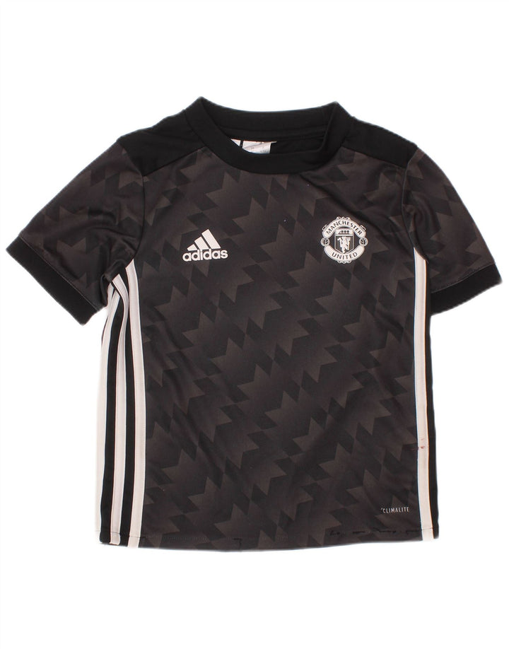 ADIDAS Boys Manchester United Grafisk T-Shirt Top 4-5 år Sort