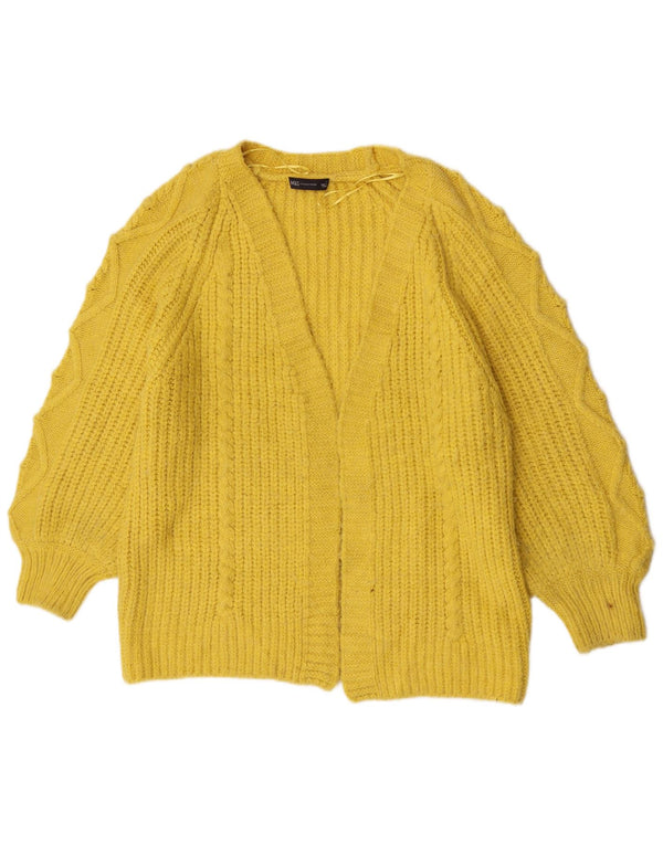 Marks & Spencer Womens Open Cardigan Sweater UK 16 Large Yellow Acryl