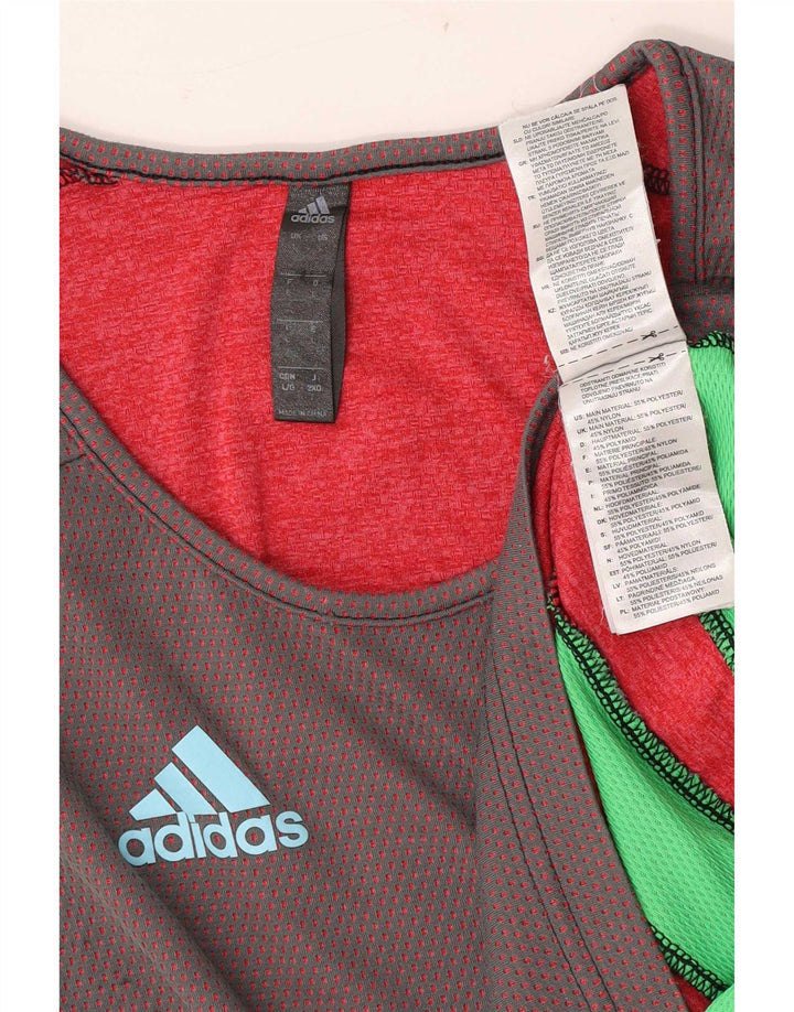Adidas Herre Grafisk Vest Top Stor Grå Colourblock Polyester