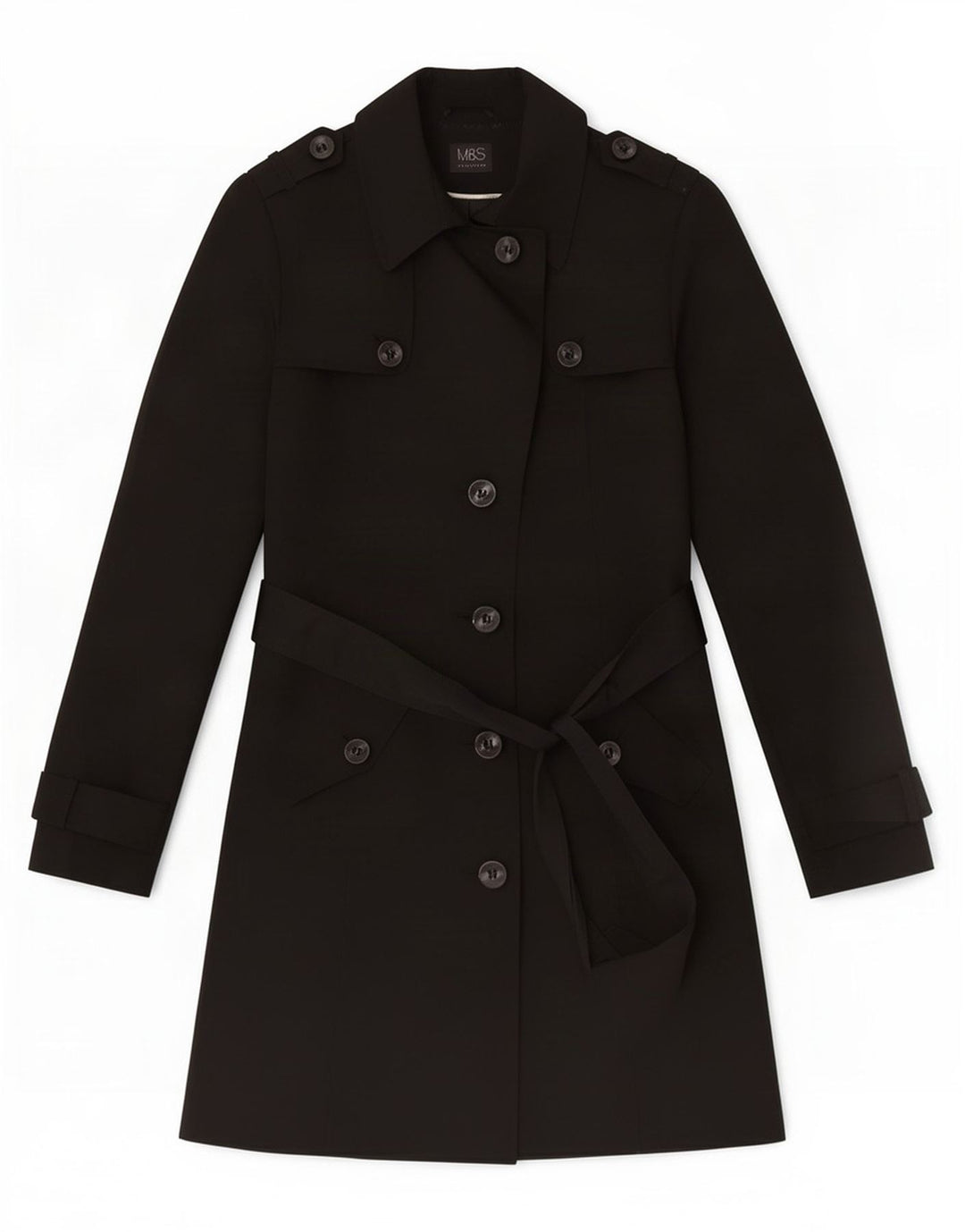 Marks & Spencer Trench Coat til kvinder UK 12 Medium Sort Polyester