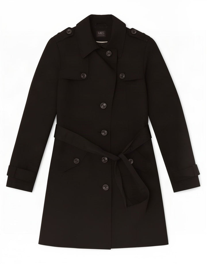 Marks & Spencer Trench Coat til kvinder UK 12 Medium Sort Polyester