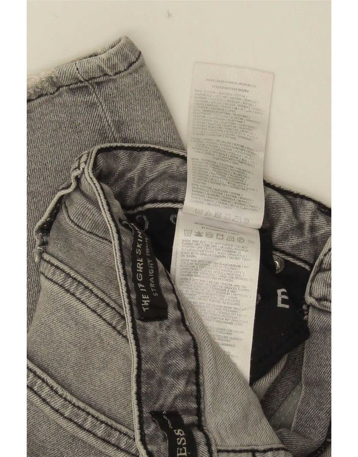 Guess Womens Distressed Straight Skinny Jeans W27 L28 Grey Polyester