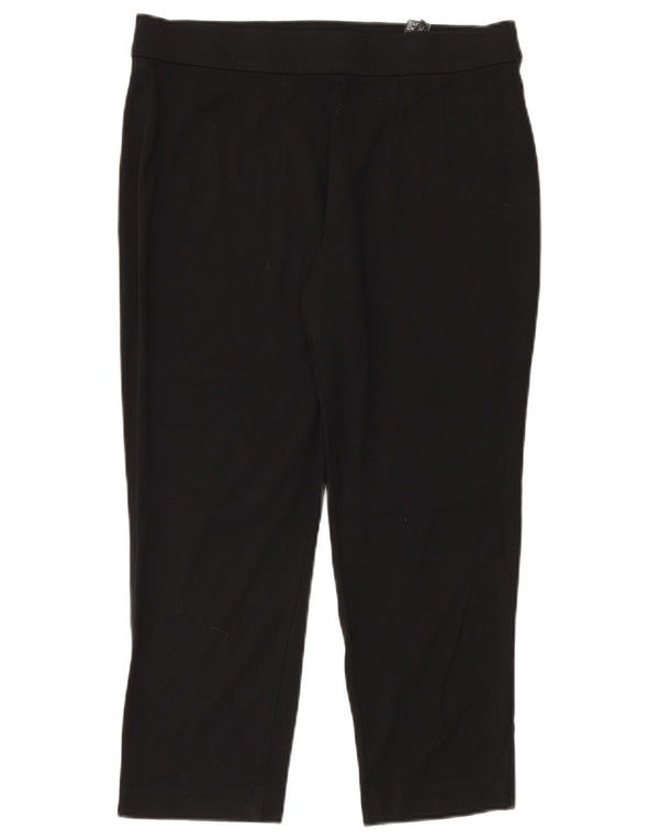 Marks & Spencer Dame Cropped Trousers UK 16 Large W32 L24 Black Viscose