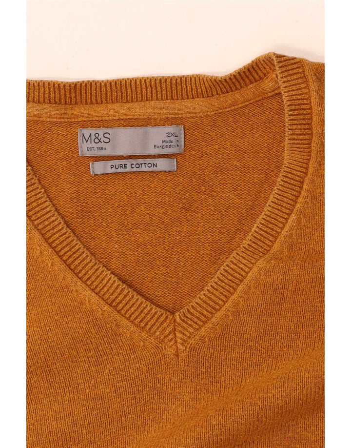 Marks & Spencer Herre V-hals sweater 2XL brun bomuld
