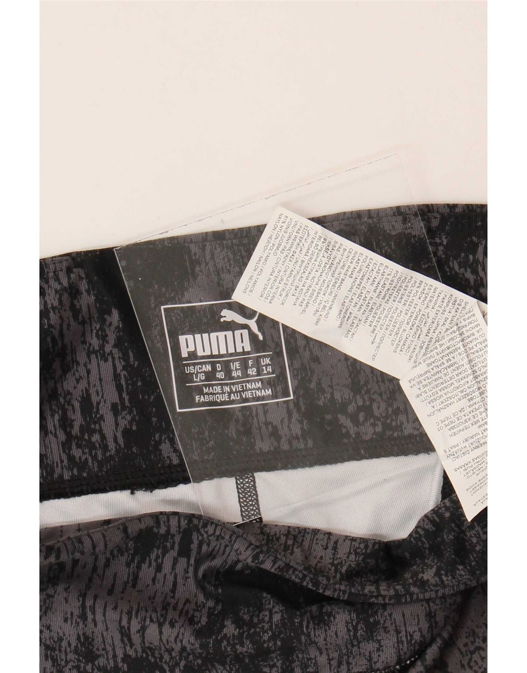 Puma Womens Leggings UK 14 Large Black Tie Dye Polyester
