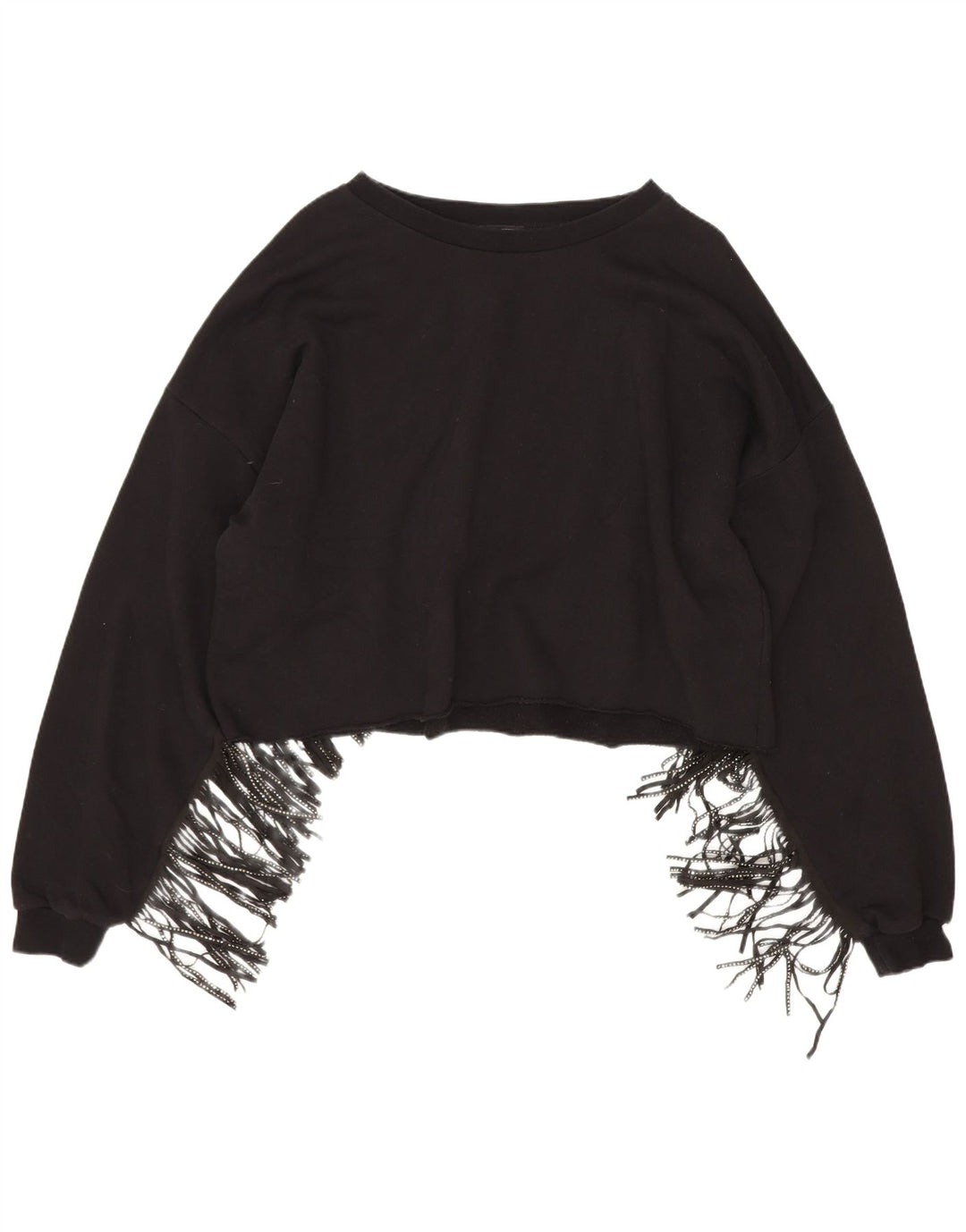 Zara Womens Crop Oversized Sweatshirt Jumper UK 14 Medium Sort Bomuld