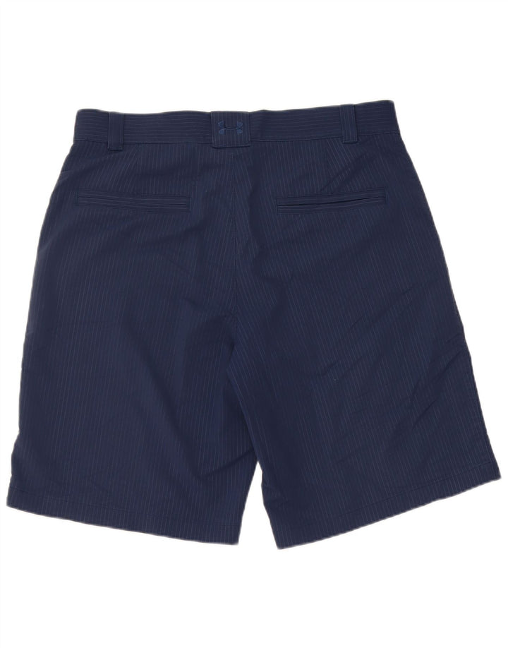 UNDER ARMOUR Herre Chino Shorts W34 Large Navy Blue Pinstripe Nylon