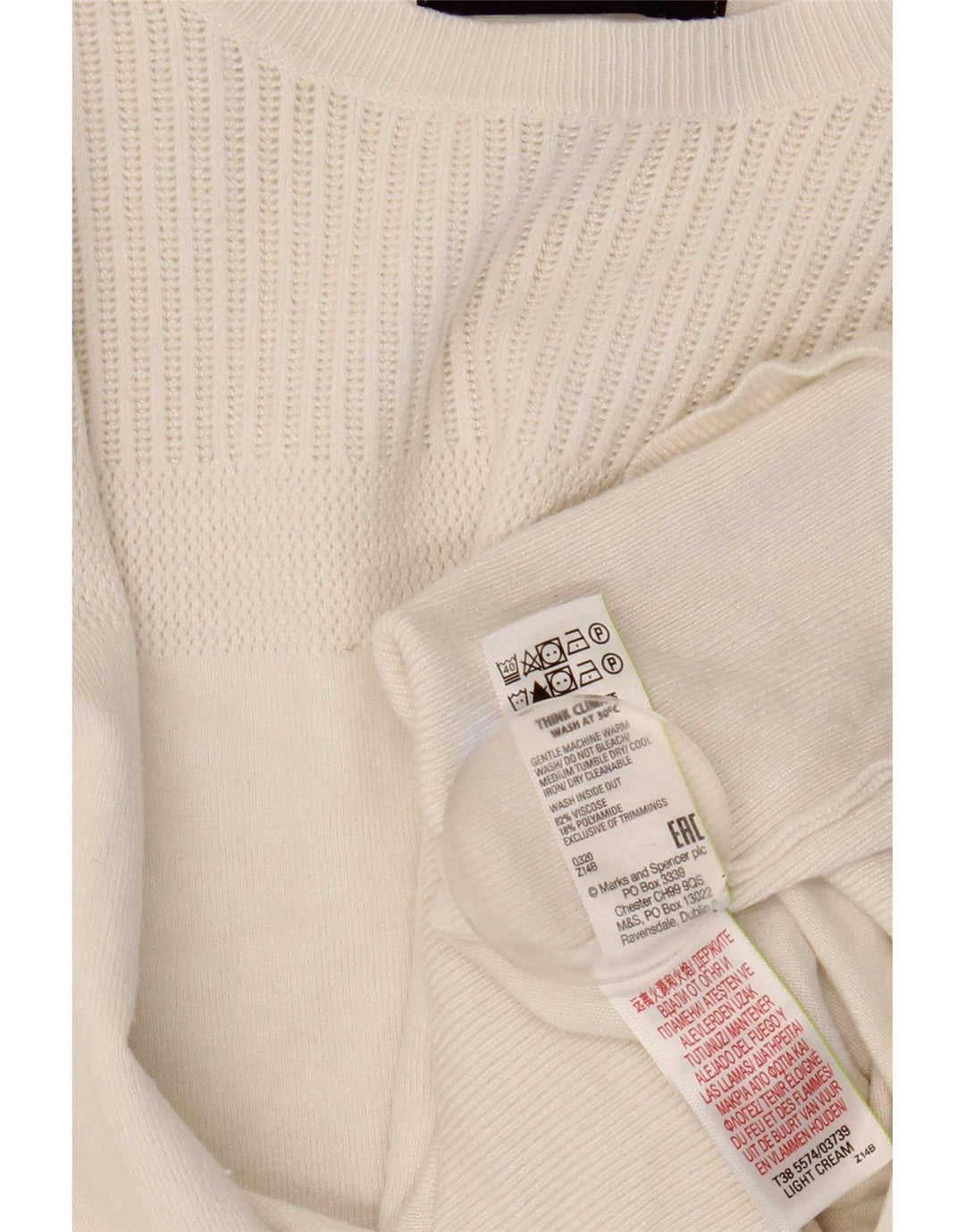 Marks & Spencer Dame sweater med rund hals DK 14 Medium Off White
