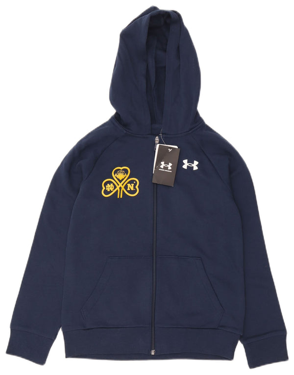 Under Armour Boys Graphic Zip Hoodie Sweater 9-10 Years Medium Navy Blue