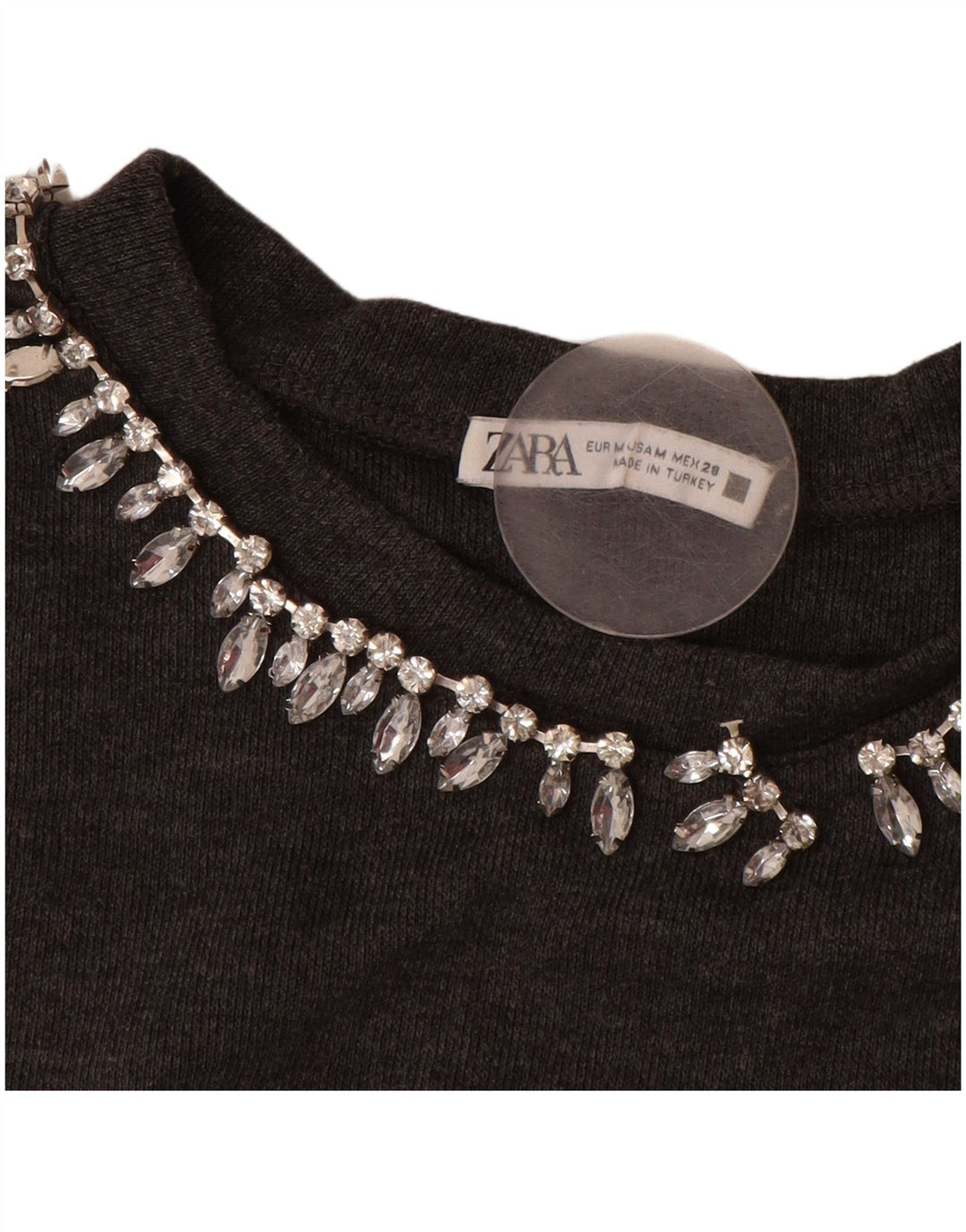 ZARA Womens Crop 3/4-ærmet bådhalstrøje trøje UK 14 mellemgrå