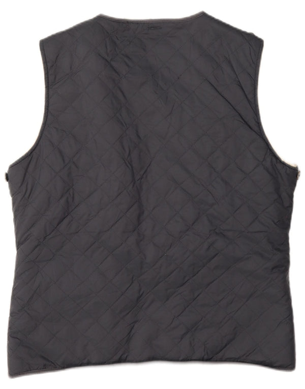 Jack Wills Dame Sherpa Åben Quiltet Gilet UK 14 Stor Grå Bomuld