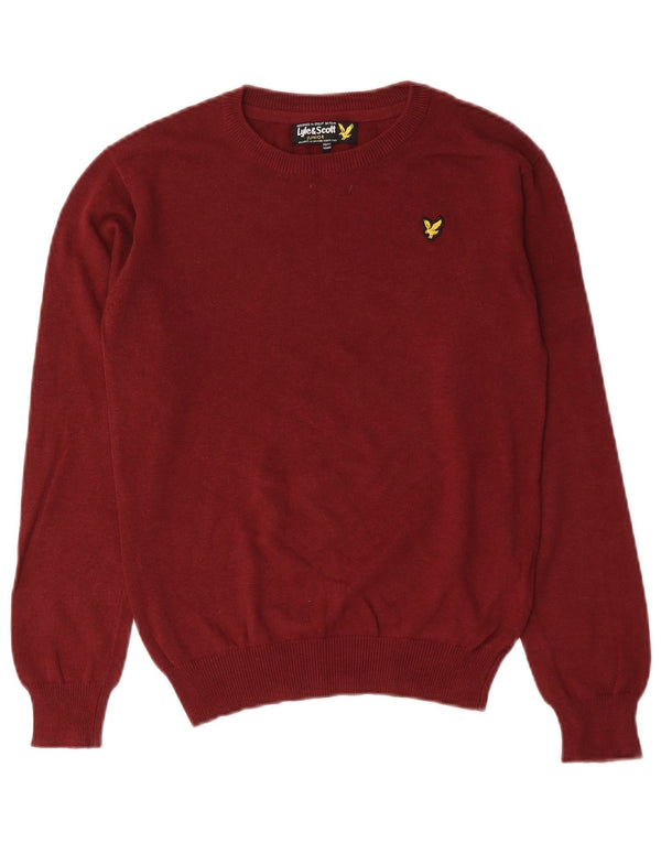 Lyle & Scott Boys sweater med rund hals 10-11 år Bourgogne bomuld