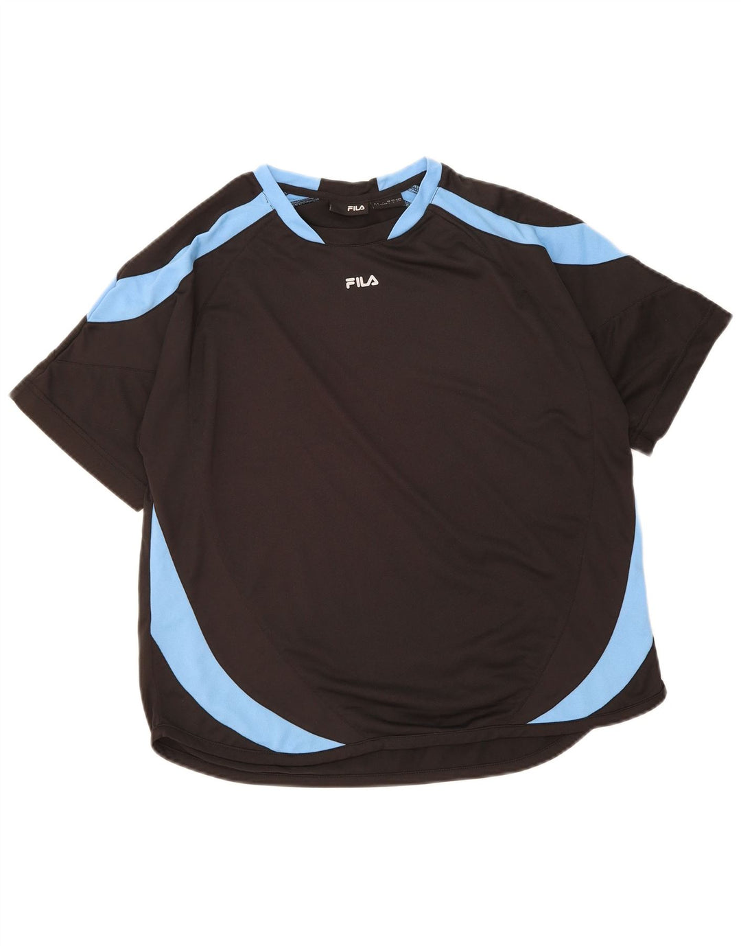 FILA Mens T-Shirt Top Large Black Colourblock Polyester
