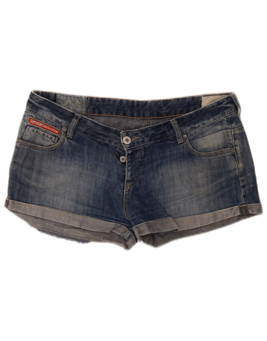 Superdry Womens Denim Shorts W32 Large Blue Cotton