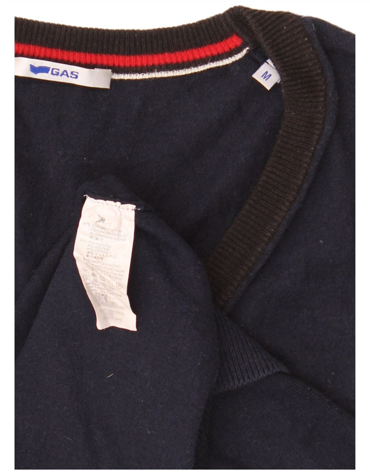 Gas Herre ærmeløs cardigan sweater Medium marineblå bomuld