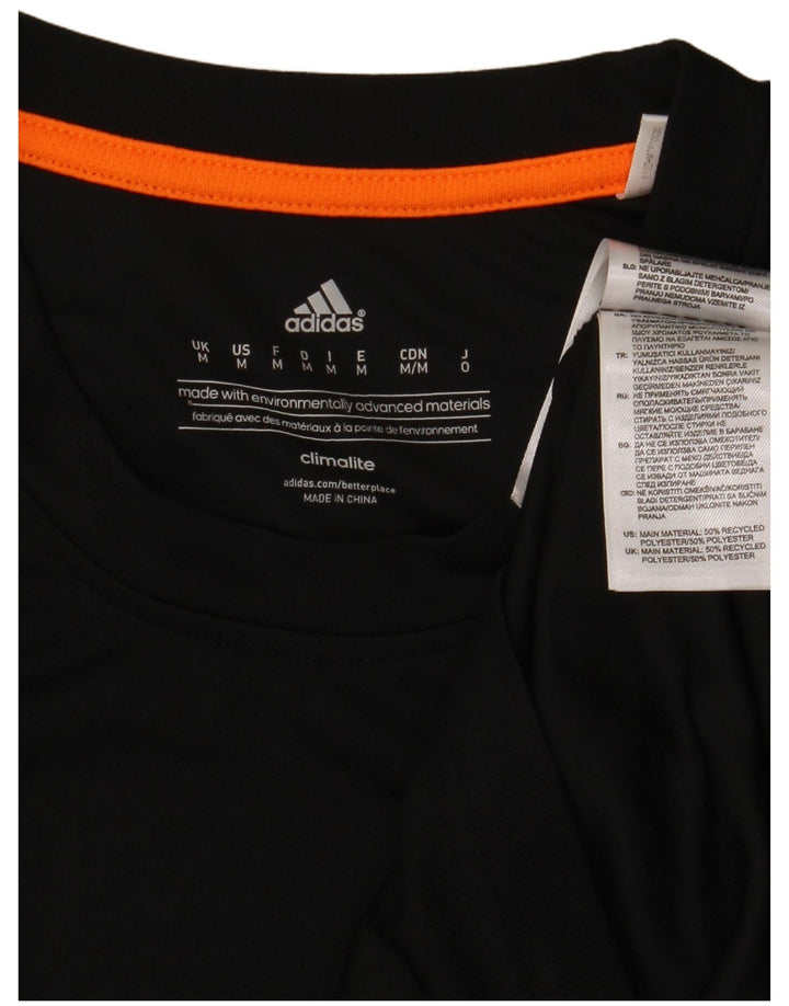 Adidas Herre Climalite T-Shirt Top Medium Sort Polyester