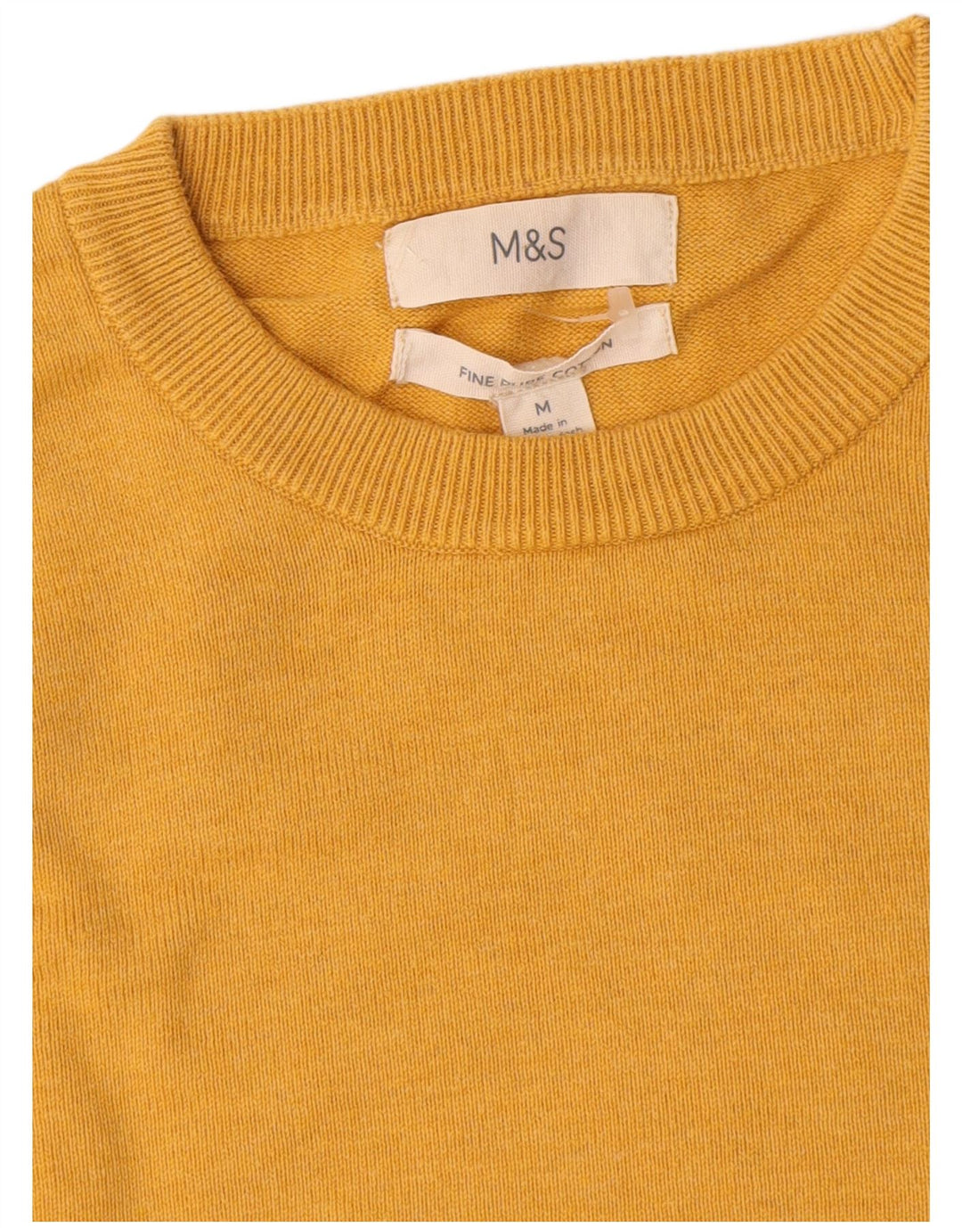 Marks & Spencer Herre sweater med rund hals, medium gul bomuld