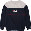 FILA Boys Graphic Sweatshirt Jumper 11-12 Years Navy Blue Colourblock Vintage Fila and Second-Hand Fila from Messina Hembry 