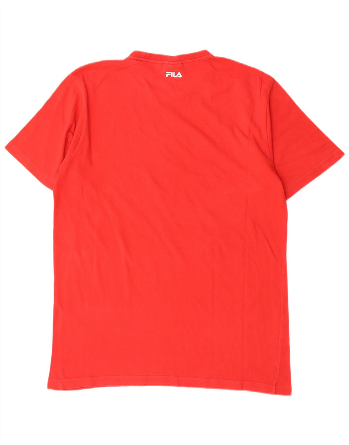 Fila Herre Grafisk T-Shirt Top Medium Rød Bomuld