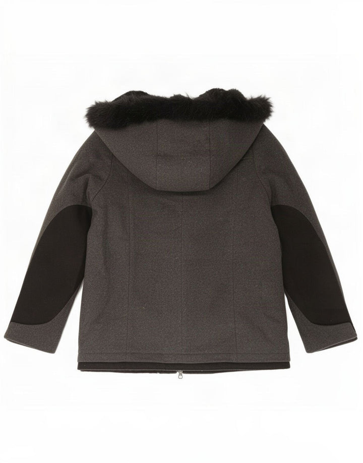 Zara Dame Hætte Oversized Sherpa Jacket UK 10 Small Grey Uld