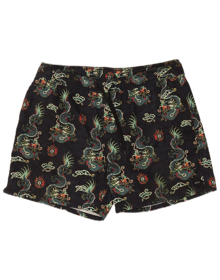 RVCA Badeshorts med abstrakt mønster til mænd XL Black Fair Isle Polyester