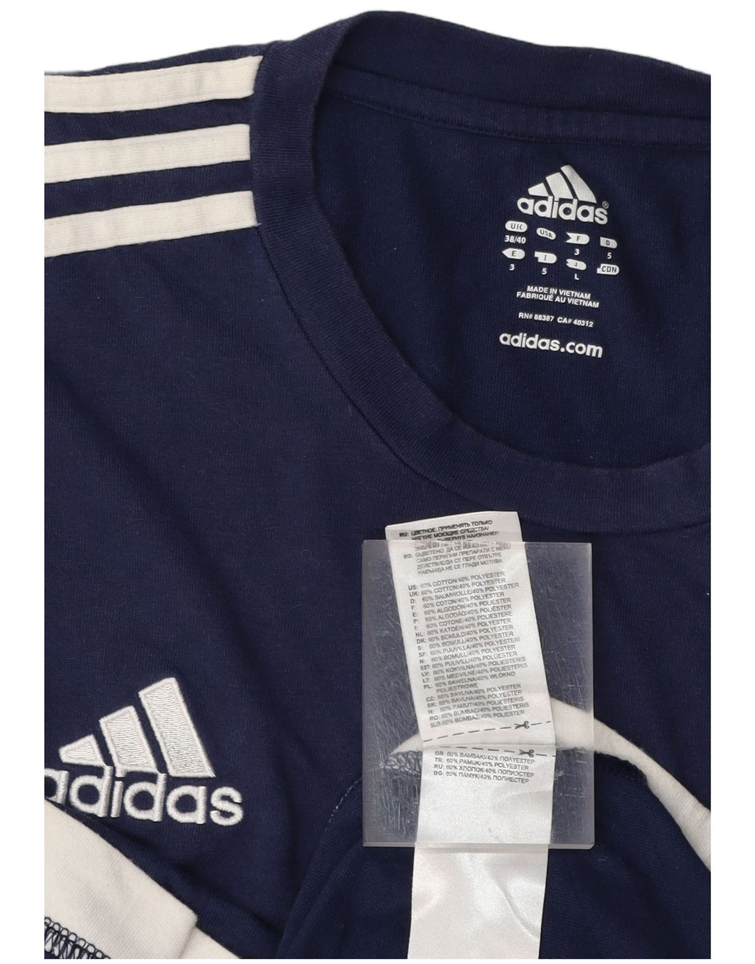 ADIDAS Herre T-Shirt Top UK 38/40 Medium Navyblå Bomuld
