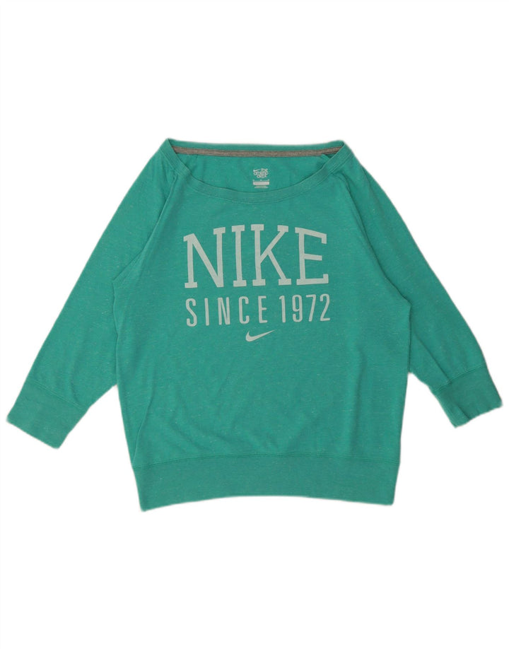 Nike grafisk top til kvinder med 3/4 ærmer UK 14 Medium Green Flecked