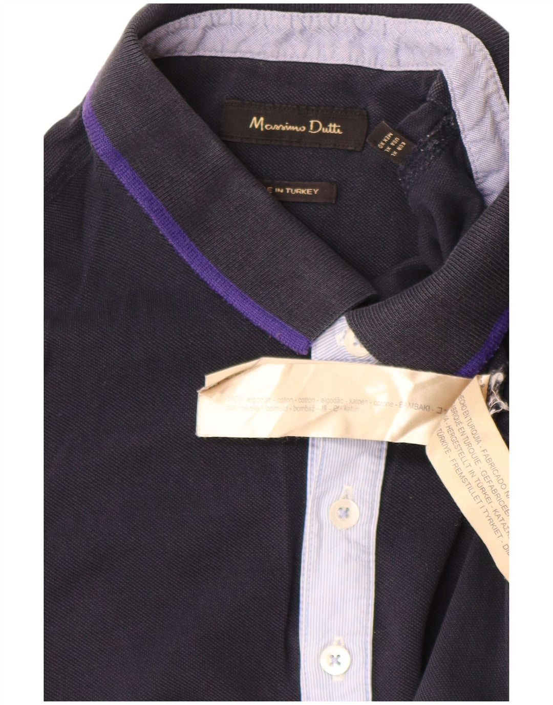MASSIMO DUTTI Poloskjorte til mænd XL Marineblå Bomuld