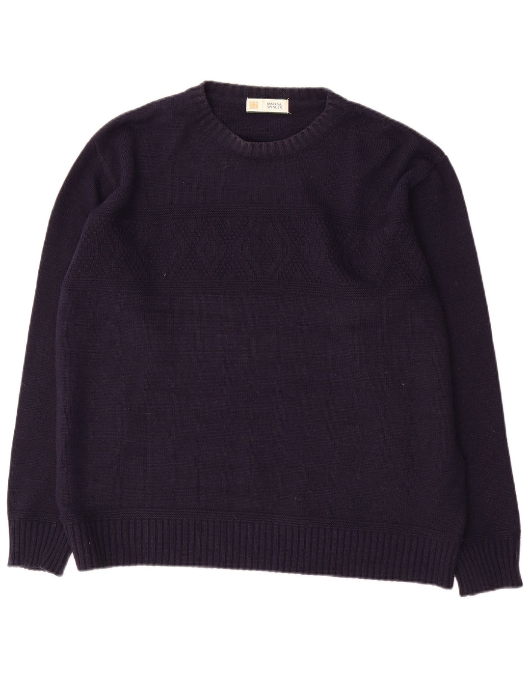 Marks & Spencer Herre Boat Neck Jumper Sweater Stor marineblå akryl