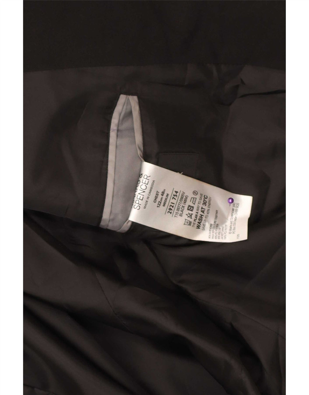 Marks & Spencer Herre 2 Button Blazer Jacket UK 48 2XL Sort Polyester