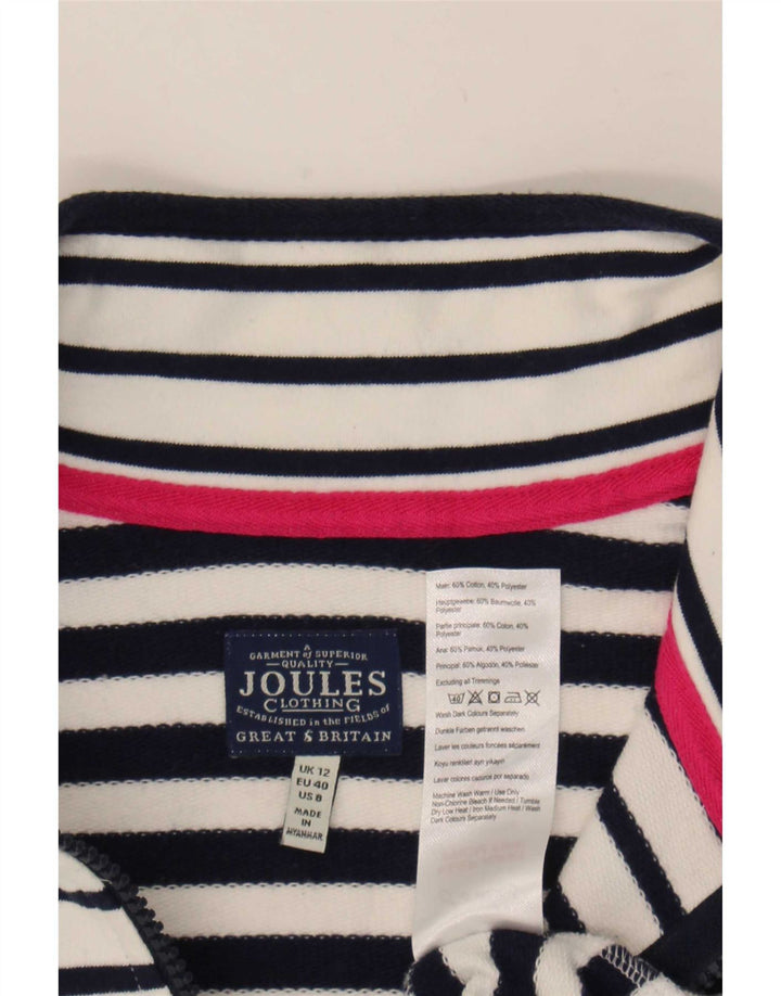Joules Sweatshirt med lynlås til kvinder DK 12 Medium hvid stribet bomuld