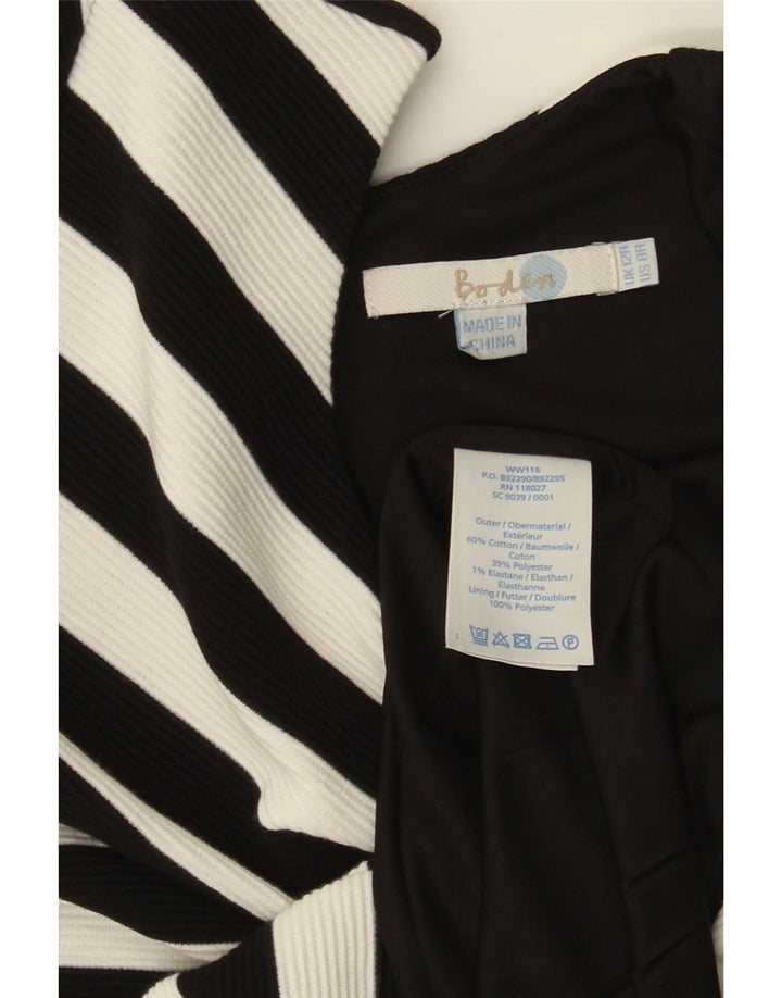 Boden Dame Bodycon Kjole UK 12 Medium Hvid Stribet Bomuld