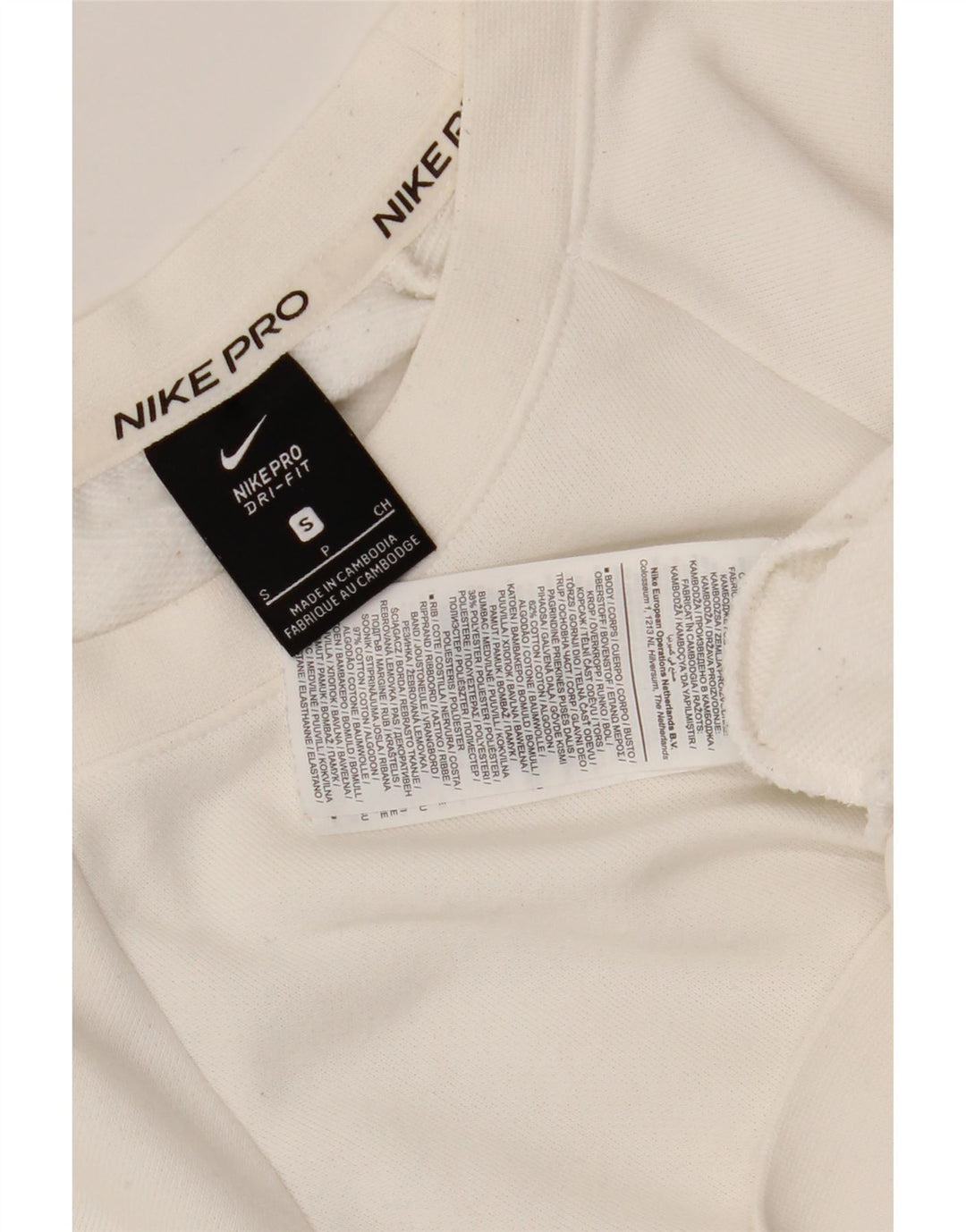 Nike Dame Dri Fit Grafisk Sweatshirt Jumper UK 10 Lille hvid stribet