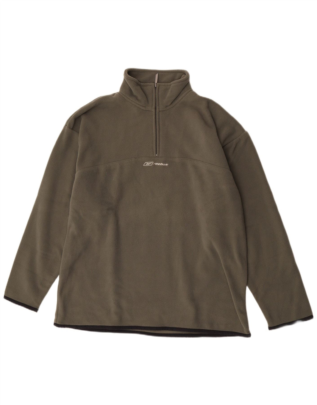 Reebok herre lynlås hals fleece jumper stor kaki polyester