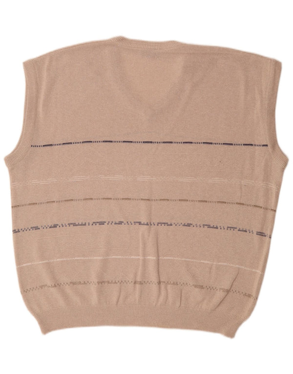 Giramondo Herrevest Tank Top IT 58 2XL Beige Stribet Bomuld