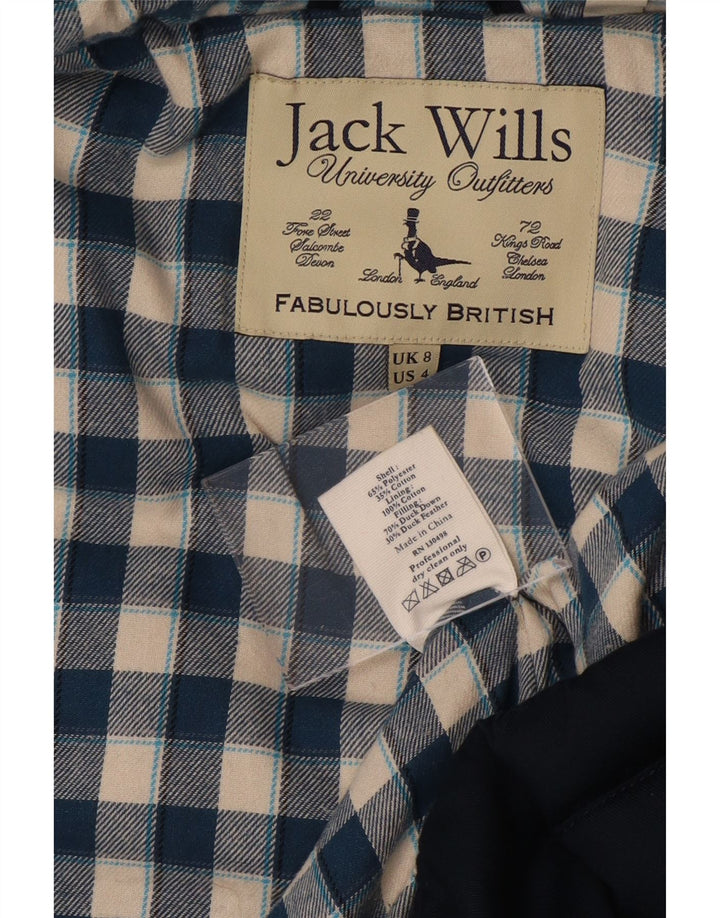 JACK WILLS Dame hætte polstret Gilet UK 8 Small Navy Blue Polyester