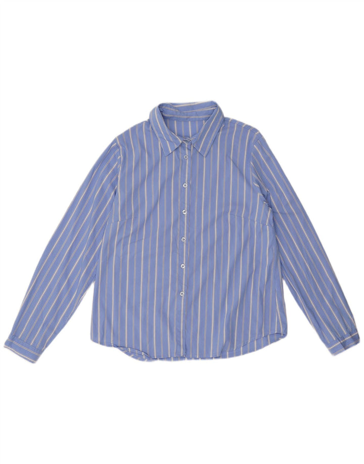 Vintage dameskjorte UK 18 XL blå stribet bomuld