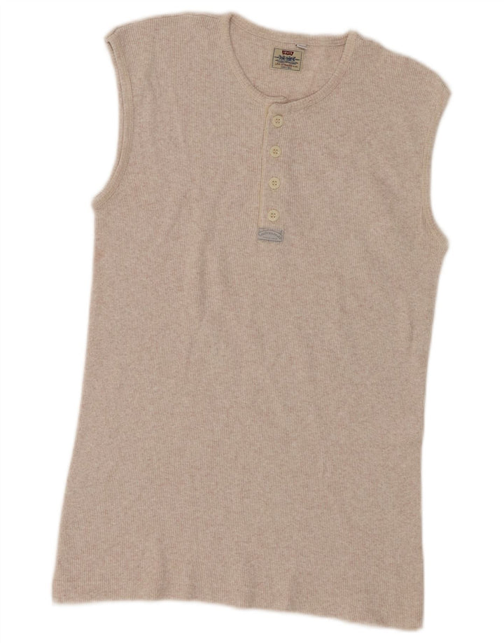 Levi's Damevest Top UK 14 Stor Beige Flecked Bomuld