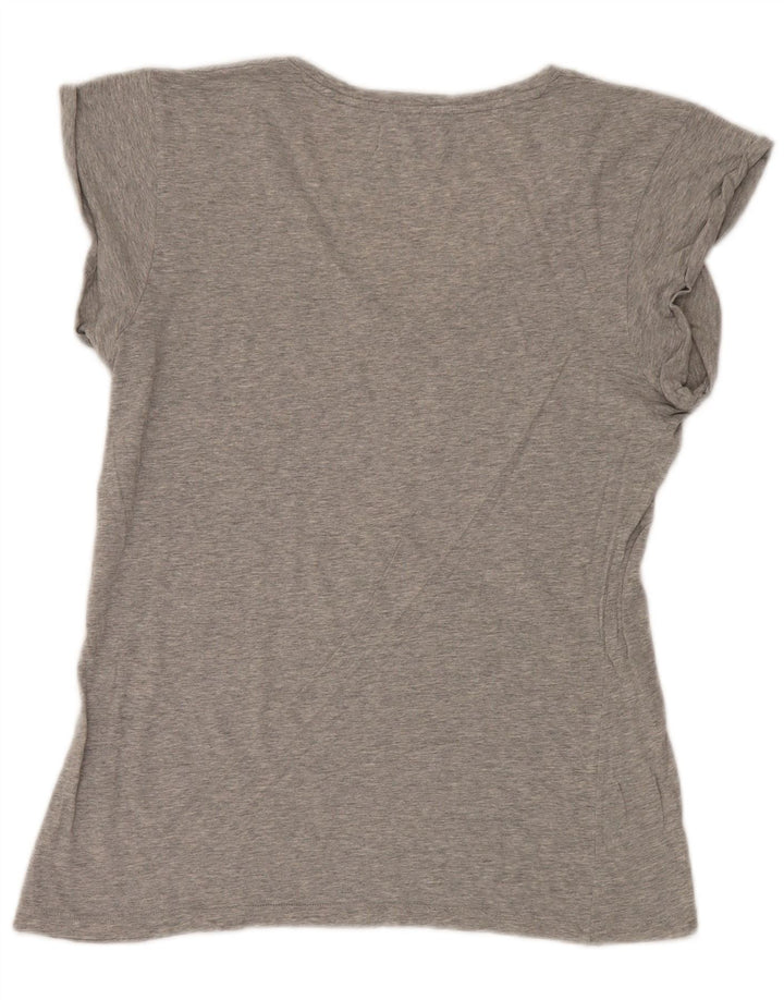 Diesel Dame Grafisk T-Shirt Top UK 16 Stor Grå