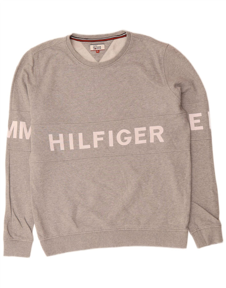 TOMMY HILFIGER Grafisk sweatshirt til mænd XL Grå bomuld