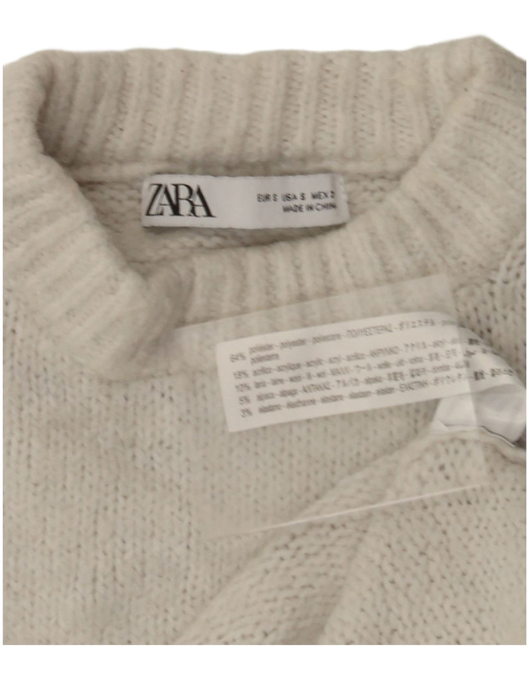 Zara dametrøje 3/4 ærmer oversize sweater med rund hals DK 10 Small White