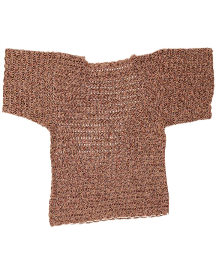 Vintage hæklet bluse top til kvinder 18 XL Brun