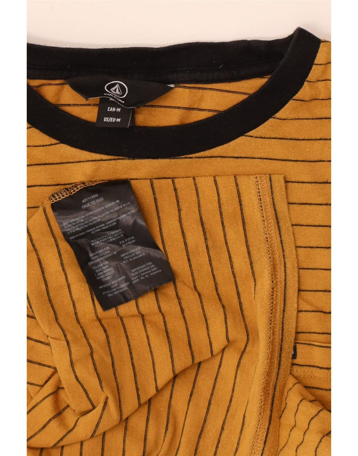 Volcom Herre T-Shirt Top Medium Gul Stribet Bomuld