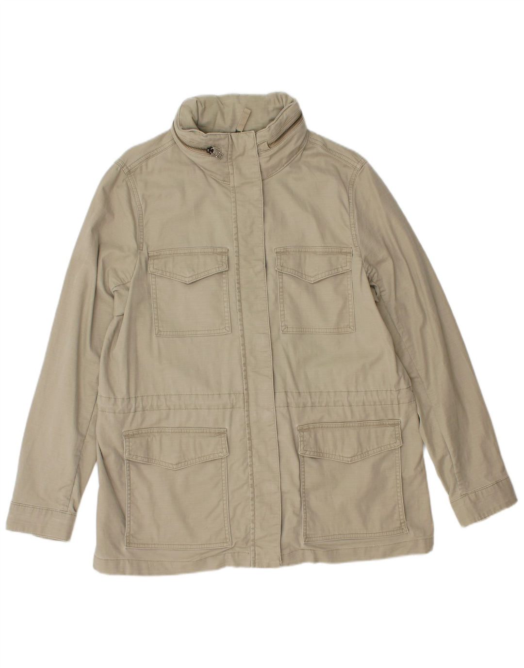 Lands End Dame Hooded Utility Jacket UK 14 Medium Green Cotton