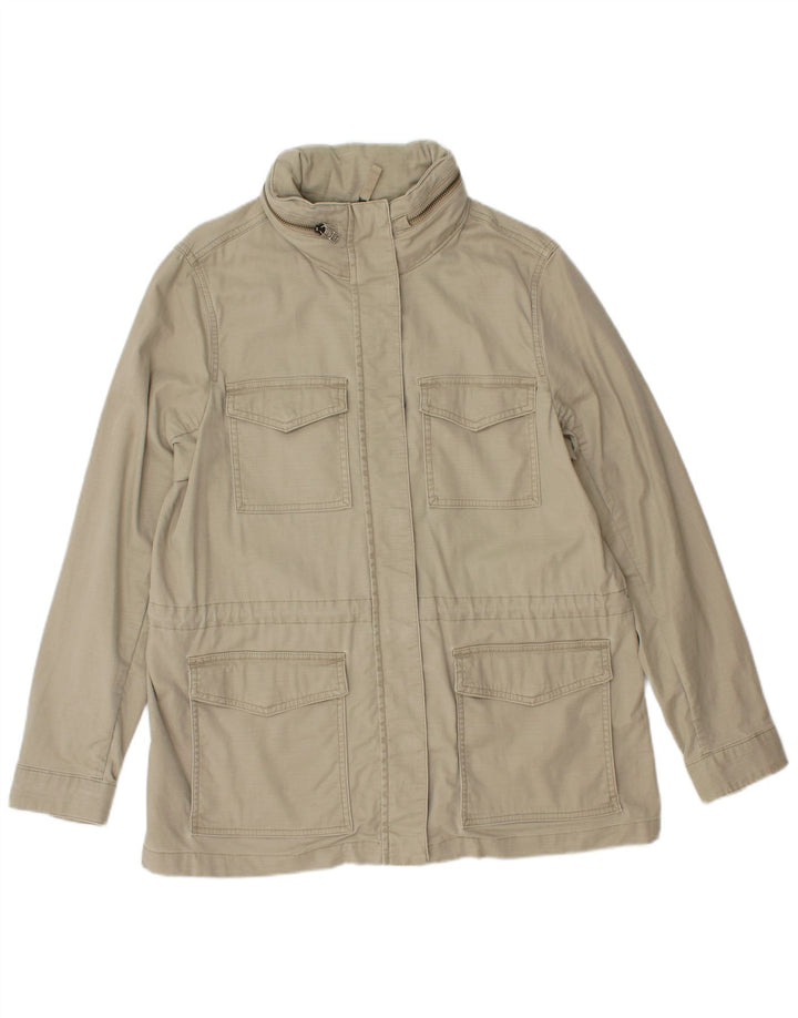 Lands End Dame Hooded Utility Jacket UK 14 Medium Green Cotton